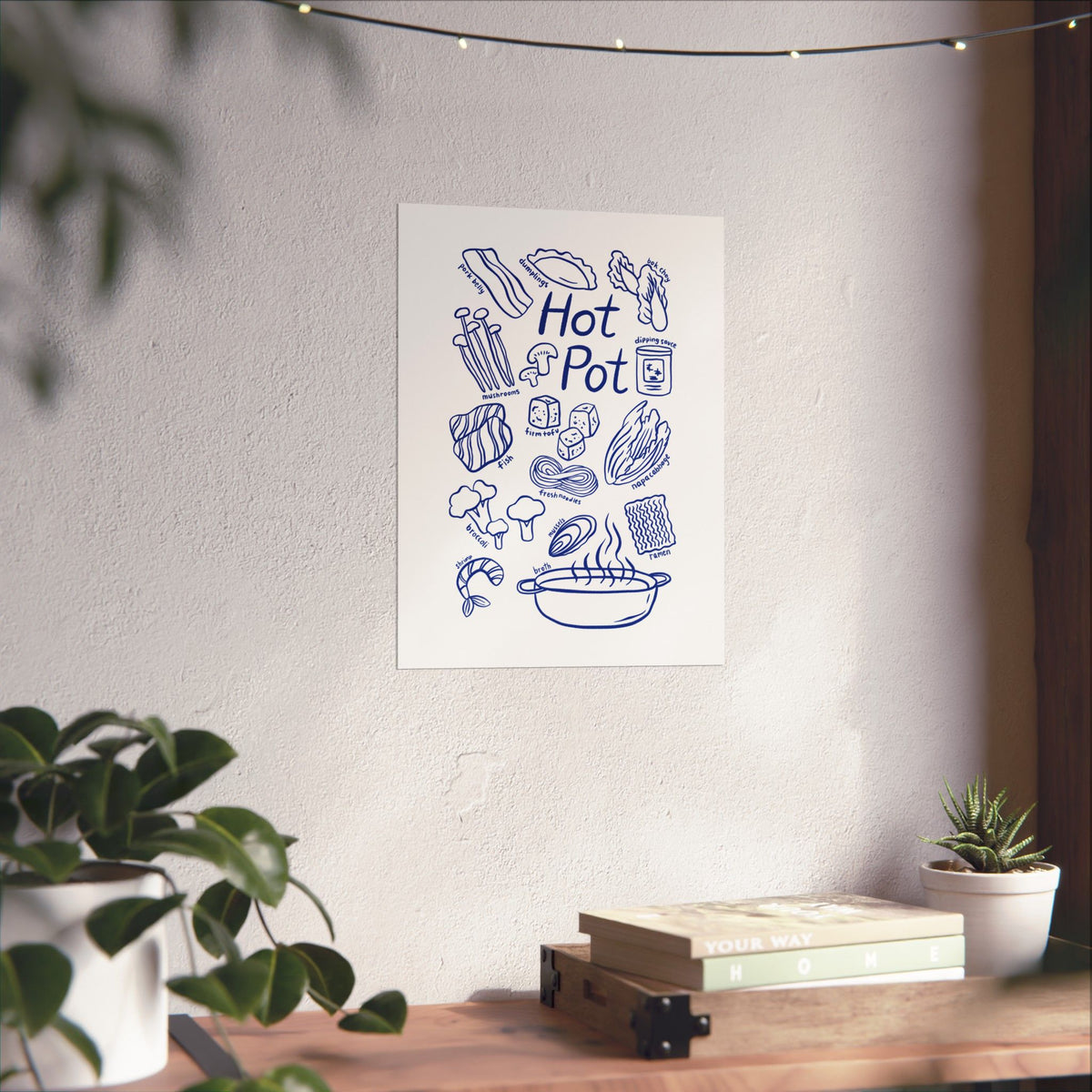 Hot Pot ingredients poster Matte Vertical Poster | Hotpot illustration wall art
