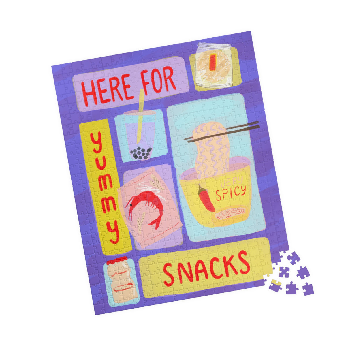 Here for Asian Snacks Jigsaw Puzzle — Colorful Food Lover Puzzle (110, 252, or 520 pcs)