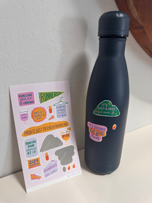 Hand-Drawn Running Sign Sticker Sheet
