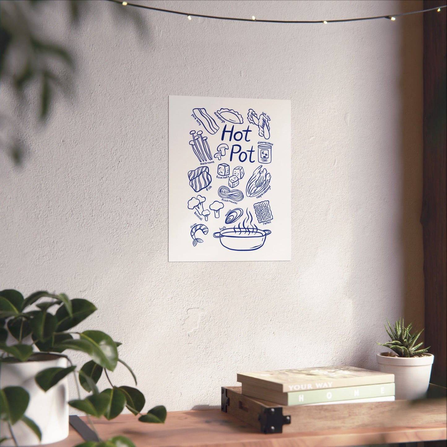 Hot Pot ingredients poster Matte Vertical Poster | Hotpot illustration wall art