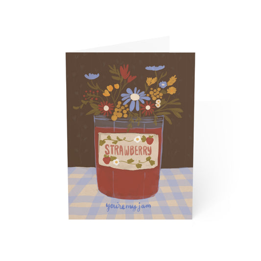 Greeting Card — "You're My Jam" Floral Jam Jar Illustration (Blank Inside)