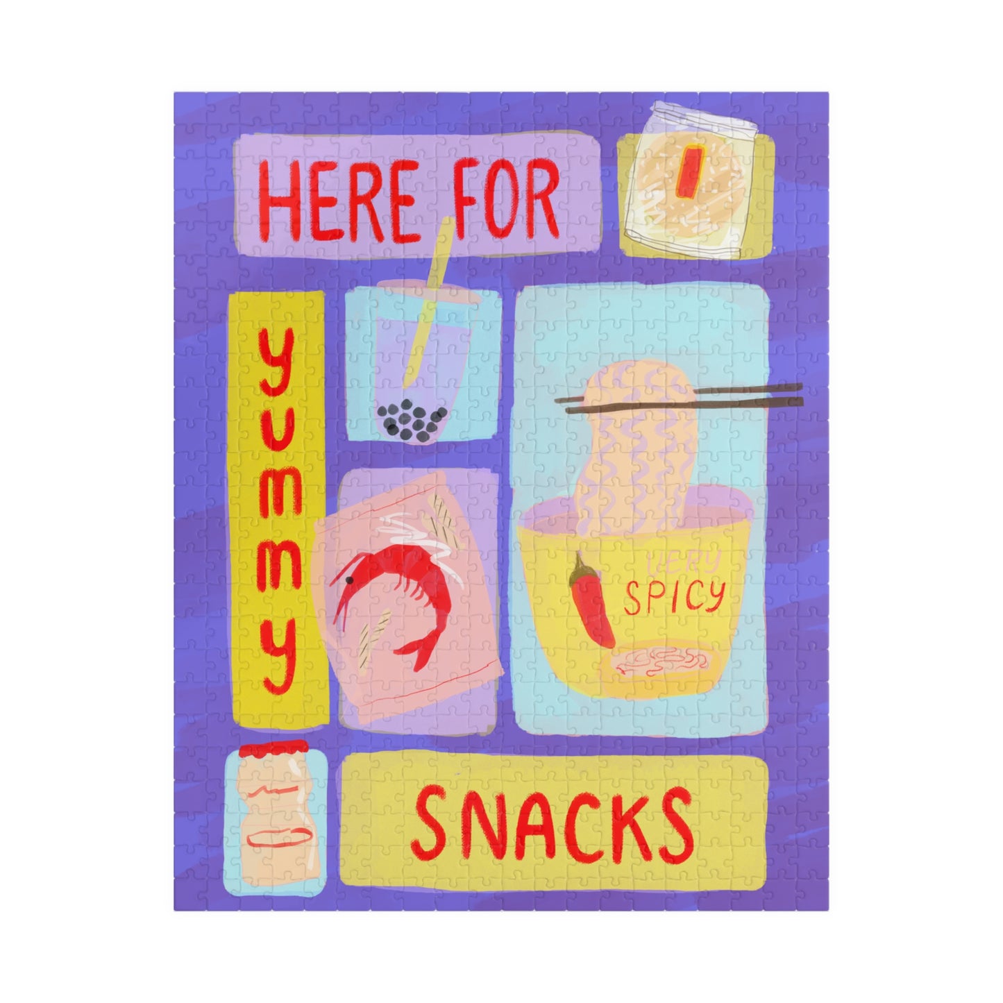 Here for Asian Snacks Jigsaw Puzzle — Colorful Food Lover Puzzle (110, 252, or 520 pcs)