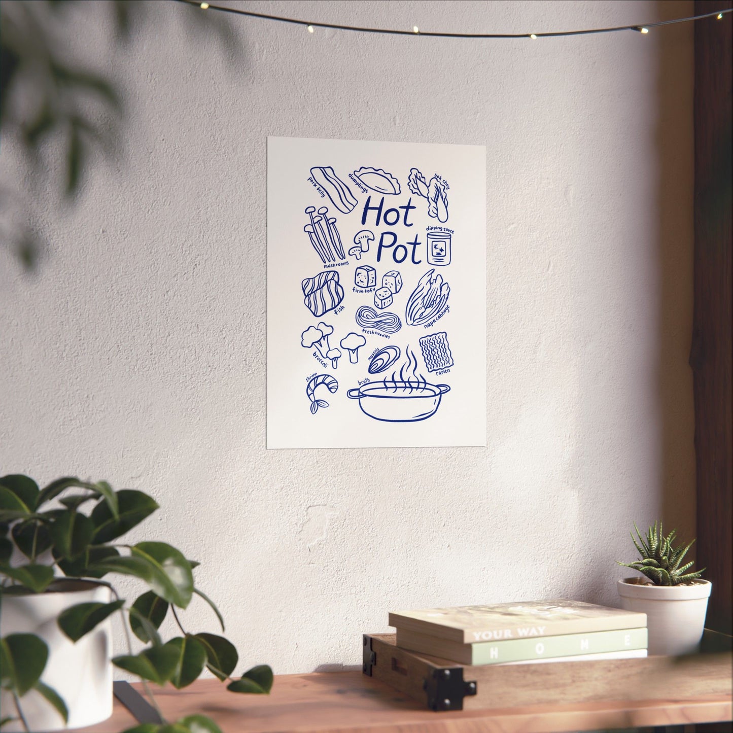 Hot Pot ingredients poster Matte Vertical Poster | Hotpot illustration wall art