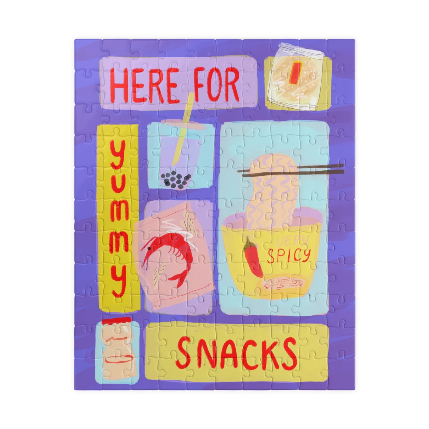 Here for Asian Snacks Jigsaw Puzzle — Colorful Food Lover Puzzle (110, 252, or 520 pcs)