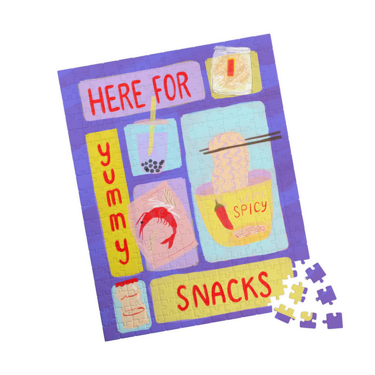 Here for Asian Snacks Jigsaw Puzzle — Colorful Food Lover Puzzle (110, 252, or 520 pcs)