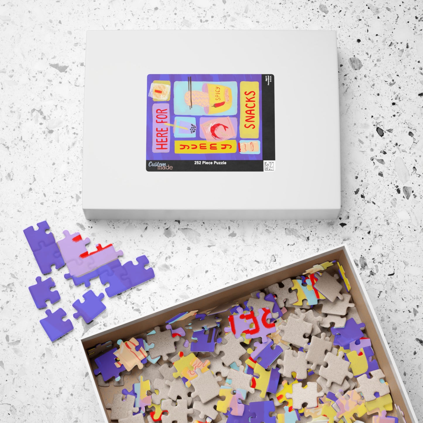 Here for Asian Snacks Jigsaw Puzzle — Colorful Food Lover Puzzle (110, 252, or 520 pcs)