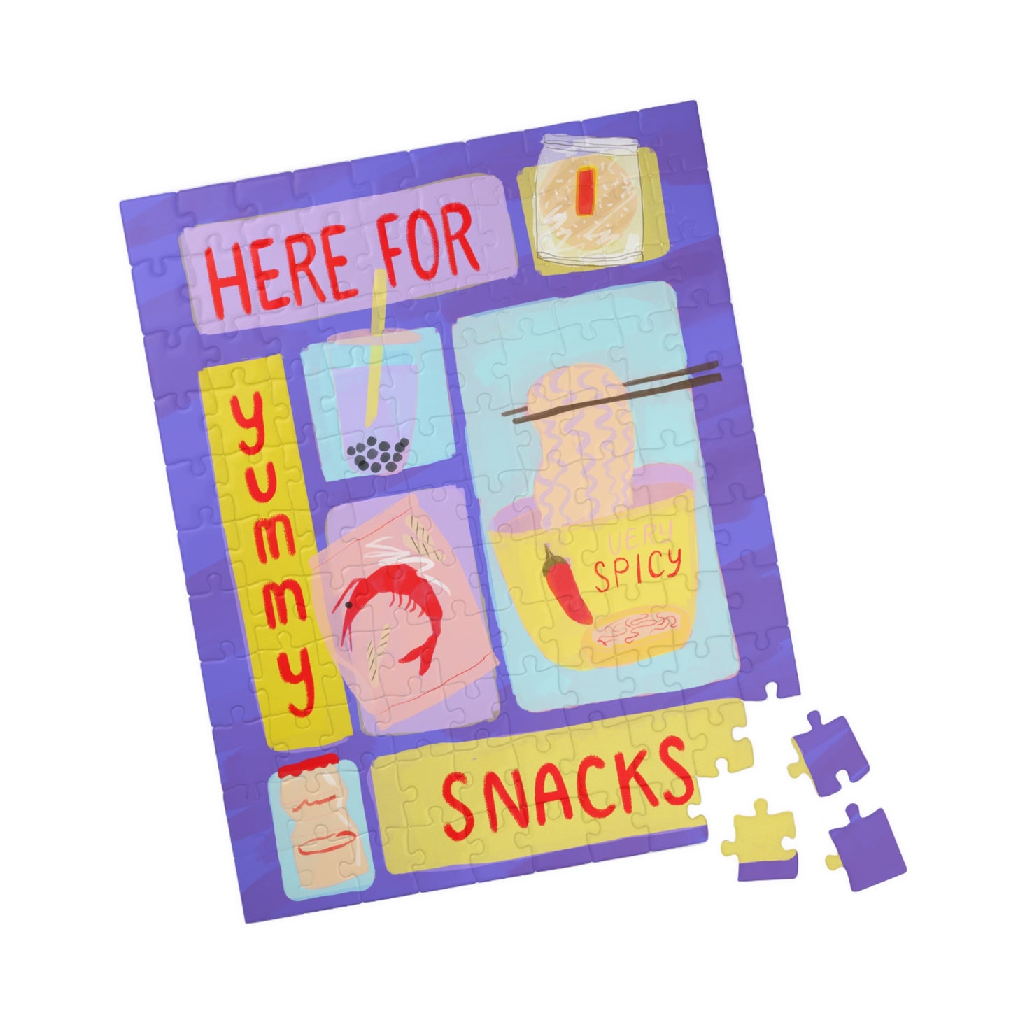 Here for Asian Snacks Jigsaw Puzzle — Colorful Food Lover Puzzle (110, 252, or 520 pcs)