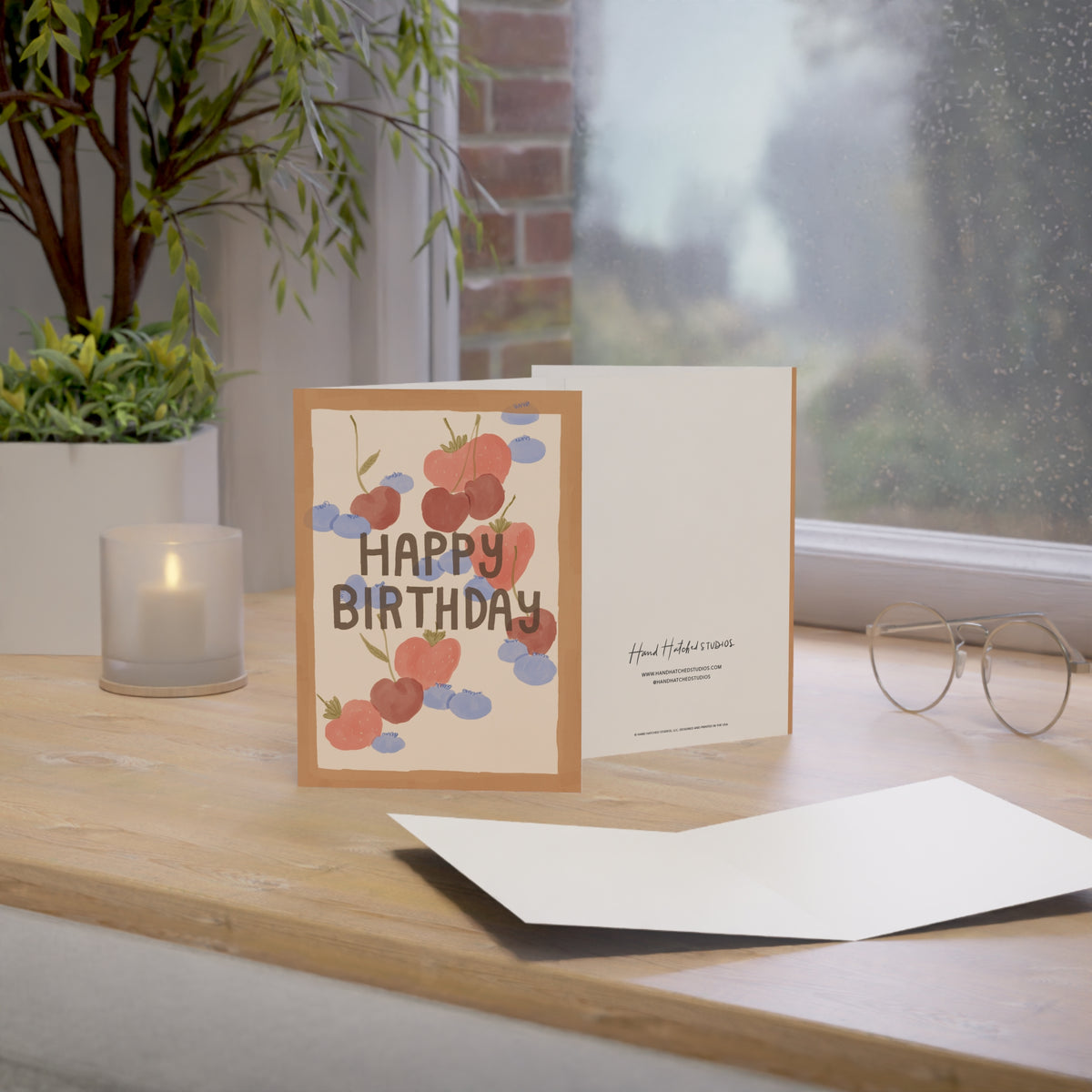 Strawberries and Blueberries 'Happy Birthday' Greeting Card